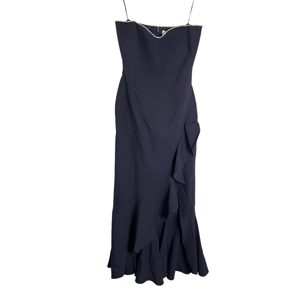 Likely SHANNON GOWN Asymmetrical Hem Ruffle Dress in Navy NWT Size 6 - Picture 1 of 11